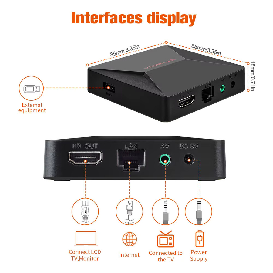 GTMEDIA Ifire2 1080P FHD TV Box Set Top Box mit M3U Decoder, H.265 HEVC 10bit, 2,4G Wifi und Ethernet in Schwarz - Bild 4