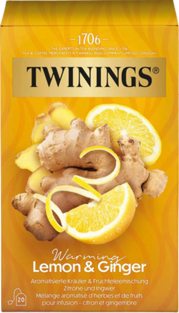 Twinings Warming Lemon & Ginger, Kräuter- und Früchteteemischung, Teebeutel, 30g - Bild 1