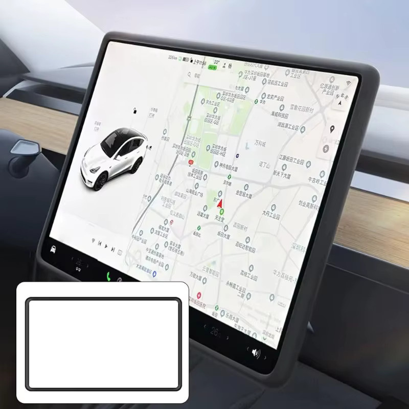 Tesla Bildschirmschutzrahmen und Display-Randabdeckung für Model Y Juniper 2026, Schwarz - Bild 3