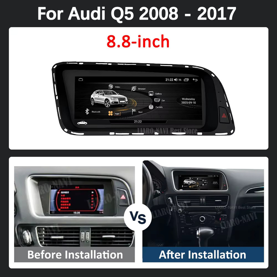 LIARO-NAVI Android 16 Autoradio für Audi Q5 2008–2017 mit 8,8 Zoll HD-Bildschirm, Bluetooth, WiFi, 4G, Carplay und DSP Stereo in Schwarz - Bild 4