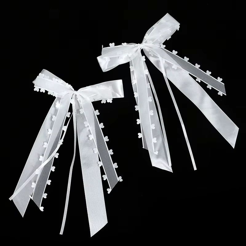 10 Stück weiße Seidenband-Schleifen mit Spitze von ZQCXLD für Hochzeit, Geburtstagsfeier und Dekoration - Bild 3