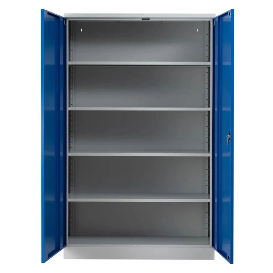 PROREGAL Stahlschrank Bee mit 5 verstellbaren Fachböden und Scharniertüren, Grau-Blau, H x B x T: 195 x 120 x 42 cm - Bild 2