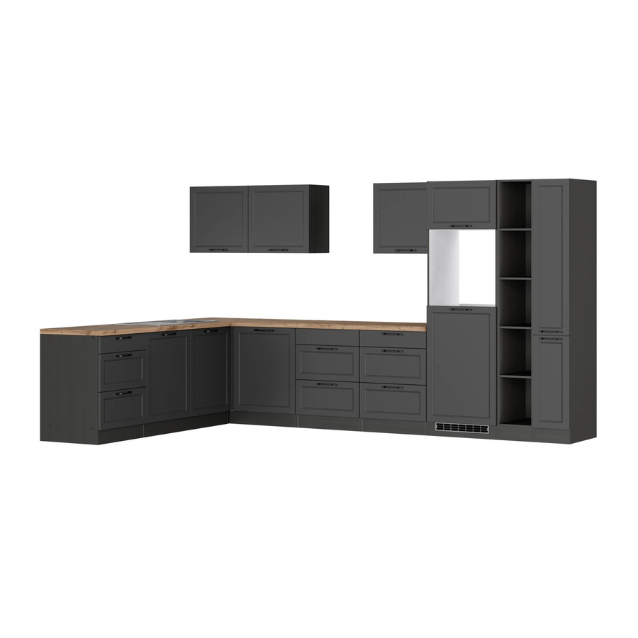 Held Winkelküche Kempten in Landhaus Optik, Grau/Graphit, B: 360 cm, H: 200 cm, T: 60 cm - Bild 2