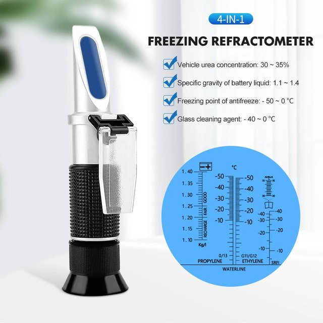 JUANJUAN 4-in-1 Auto-Refraktometer mit ATC für Frostschutzmittel, Glykol, Glas und Wasser zur Bestimmung des Gefrierpunkts - Bild 1