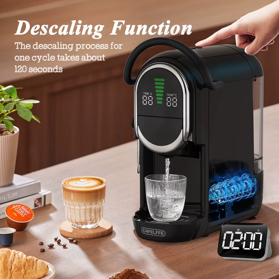 CAFELFFE MK-609S Upgrade 6-in-1 Kapsel-Kaffeemaschine in Schwarz mit automatischer Druckentlastung, Temperaturanpassung und 7-stufiger Kaffeevolumenregelung für Kapseln, ESE 44mm Pads und Teeblätter - Bild 5