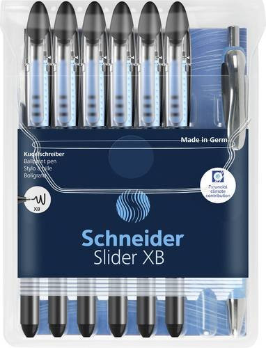 Schneider Slider Basic Kugelschreiber Set mit Slider Rave XB in Schwarz, 6er Etui - Bild 1