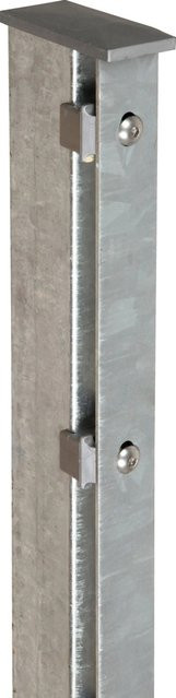 FLORAWORLD Premium Zaunpfosten aus verzinktem Stahl mit flacher Abdeckschiene, silberfarben, B/T/H: 6 x 4 x 240 cm - Bild 1