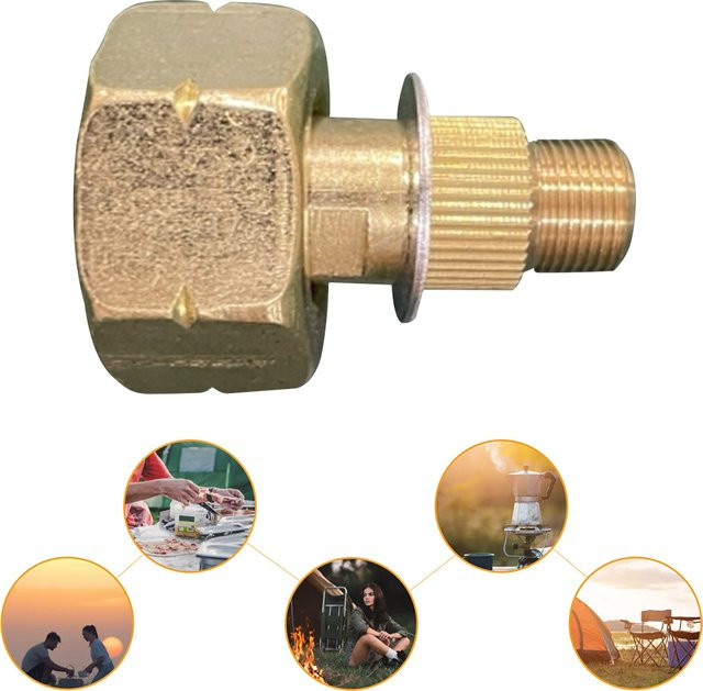 APWIKOGER Outdoor-Kocher-Adapterkopf aus Aluminiumlegierung in Gold für die Verbindung von LPG-Tanks zu Camping-Kochern - Bild 1