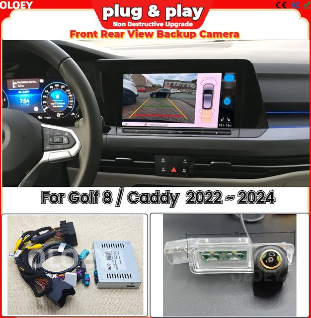 OLOEY HD-Rückfahrkamera für Volkswagen VW Golf 8 und Caddy 2022–2024 mit Vorder- und Rückfahrkamera in Schwarz - Bild 1