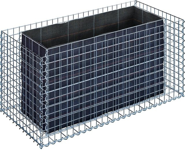 Gabiona Eckiges Gabionen-Hochbeet aus Stahl in Silbergrau, B/T/H: 130 x 60 x 60 cm - Bild 1