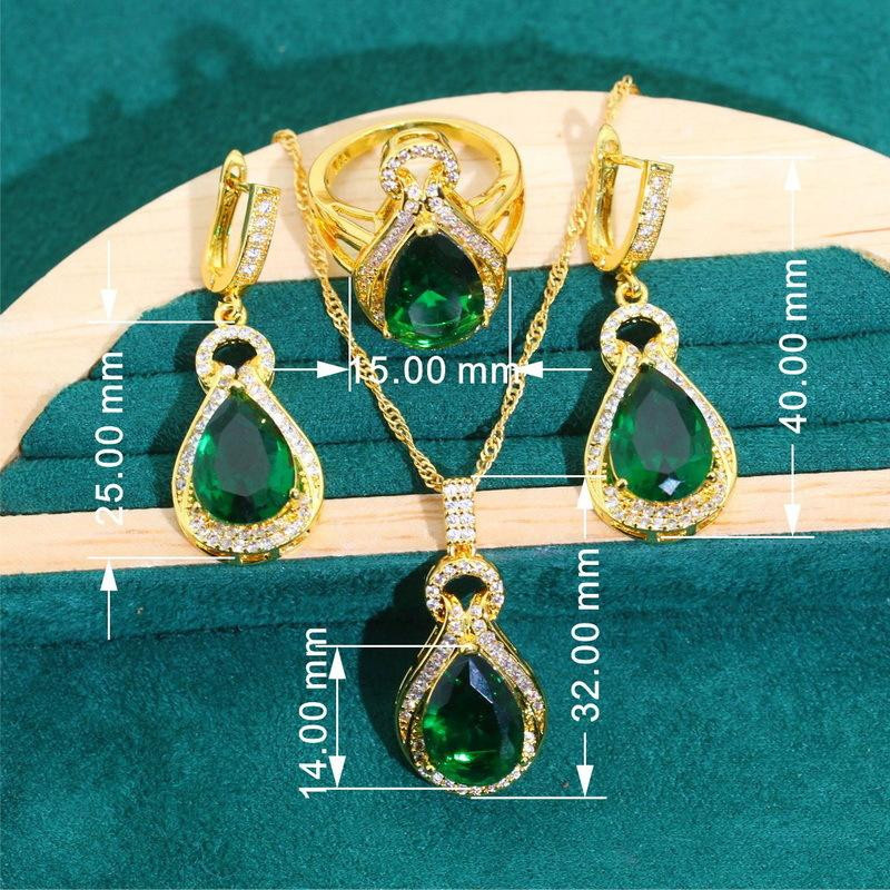 YIRAN Jewelry Schmuckset, Kupfer, Gold, Zirkonia, Diamanteinsatz, Damen - Bild 2