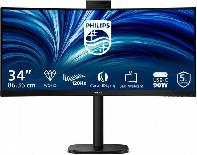 KATOMIX Curved Monitor 34 Zoll 34B2U3600CH mit VA-Panel, HDMI, DisplayPort, USB-C, RJ45 und KVM in Schwarz - Bild 1