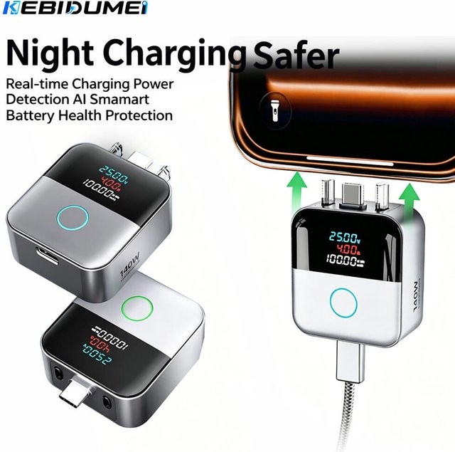 KEBIDUMEI 140W Smart Auto-Power-Off Ladegerät mit Digitalanzeige und USB-C Schnelllade-Datenkabel inklusive Überladeschutz - Bild 1