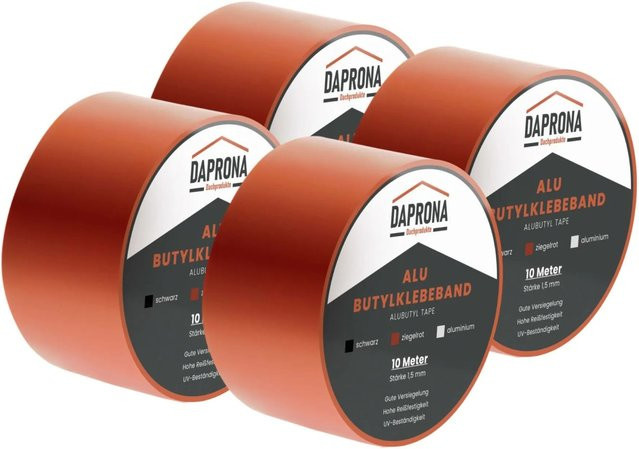 Daprona Butylband Reparaturband Dichtband in Ziegelrot und Silber, Breite: 75 mm, Länge: 10 m - Bild 1