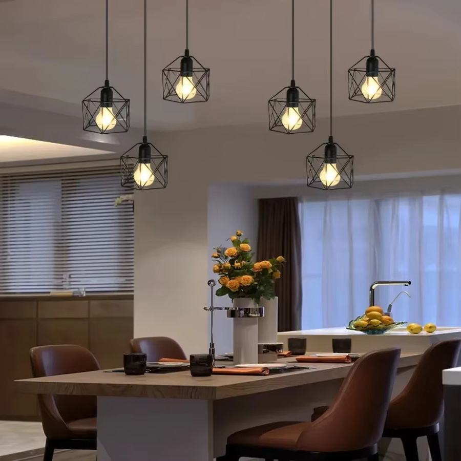 JOYINLED LED Kronleuchter im Vintage-Stil, Nordische Hängeleuchte aus Metall in Schwarz für Küche, Esszimmer und Wohnzimmer - Bild 2