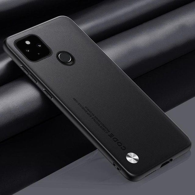 Stoßfeste Handyhülle aus luxuriösem PU-Leder für Google Pixel 5 und Pixel 5A 5G in Schwarz - Bild 1