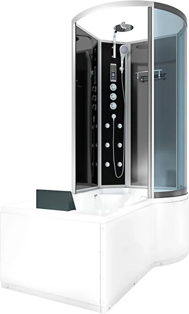AcquaVapore Kombination Badewanne und Dusche K50-L33 mit Duschsystem, Regendusche, Handbrause und Thermostat, B/T: 170 x 100 cm - Bild 1