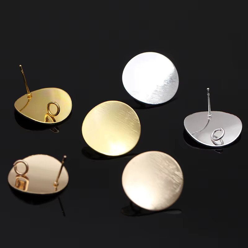 SUMOORL Ohrringe, Metall, Gold, 20mm, Rund, Gebogen, Matt, Blank - Bild 2
