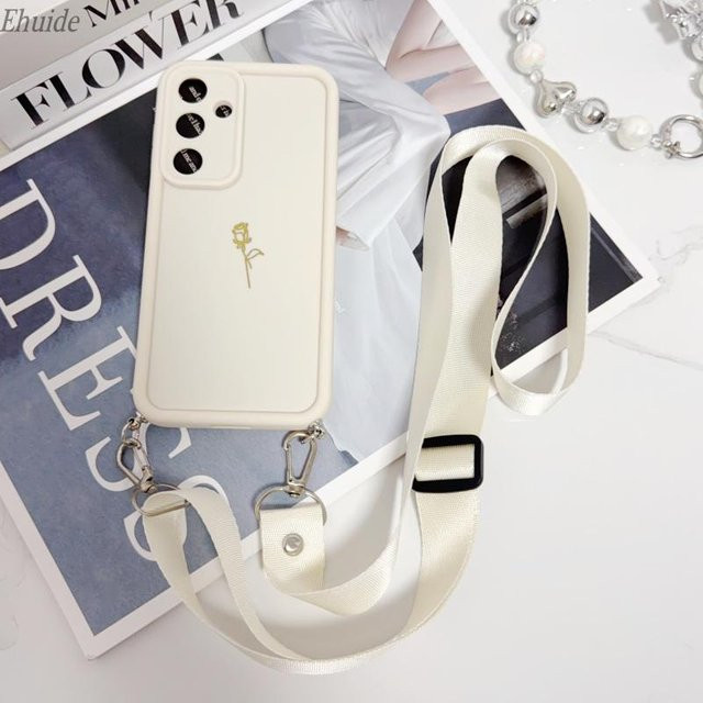 Rosen-Armband-Hülle für Xiaomi und Redmi mit Crossbody-Lanyard-Kordel in Transparent und Weiß - Bild 1