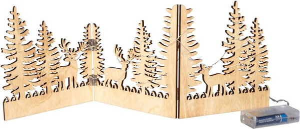 LED-Holzaufsteller viva domo faltbar braun mit Tier-Motiv für den Tisch