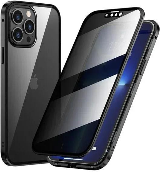 Sichtschutz Hülle mit magnetischer Adsorption für Apple iPhone 11 bis iPhone 17 Pro Max, stoßfeste Anti-Spionage Schutzhülle, Farbe: Schwarz - Bild 1