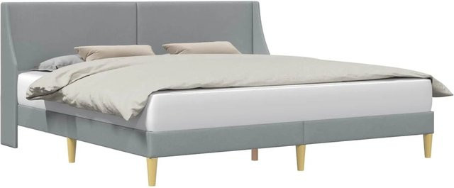 vidaXL Bettrahmen mit Kopfteil und Verbindungsplatte in Hellgrau, Modernes Design aus Holz und Stoffmuster, B/T/H: 230 x 280 x 230 cm - Bild 1