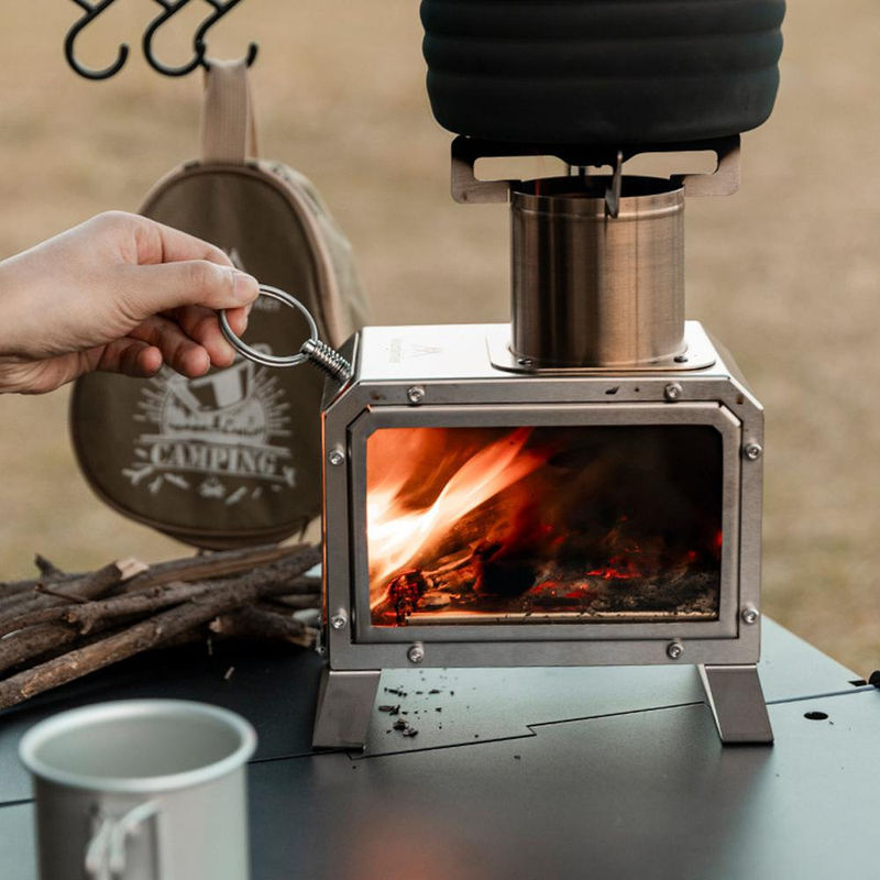 Tragbarer Outdoor Camping Ofen von aimo aus Edelstahl in Silber für Picknick und BBQ - Bild 2