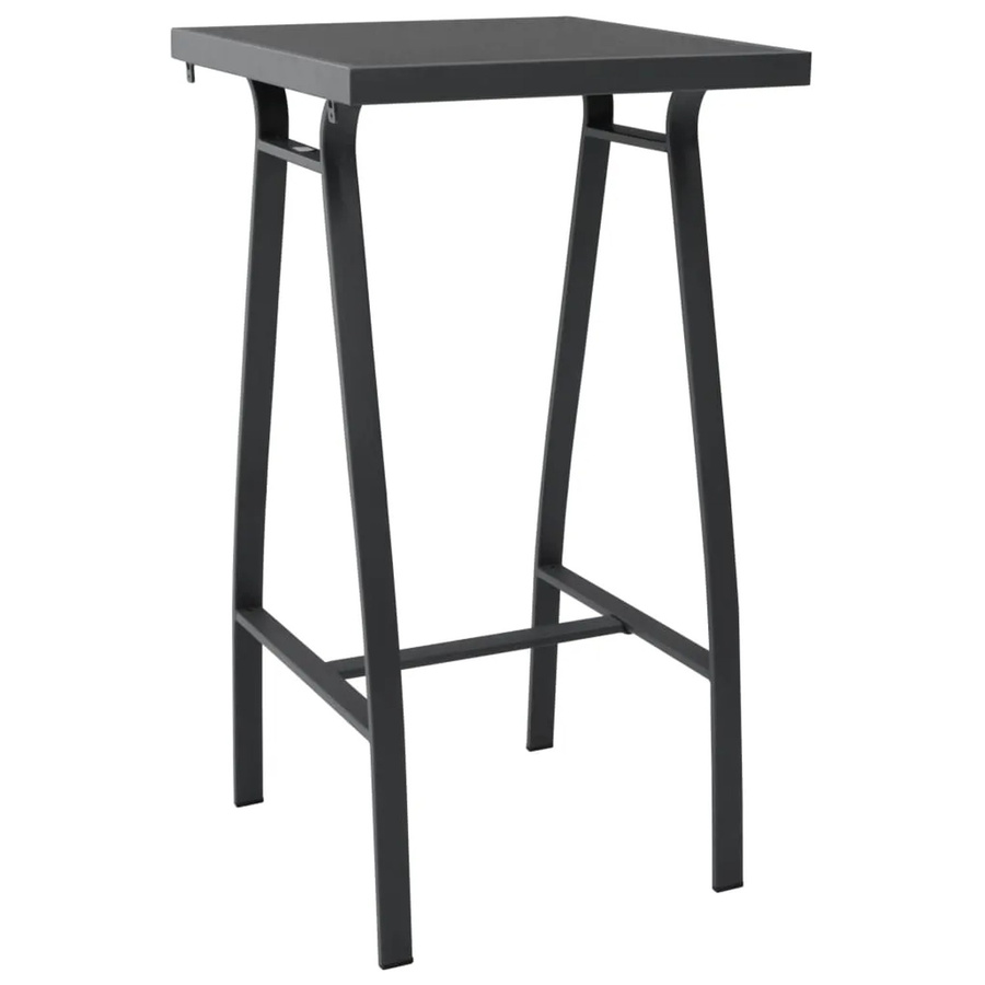 vidaXL Garten-Bartisch aus Stahl und Hartglas in Schwarz und Grau, B/T/H: 60 x 60 x 110 cm - Bild 2