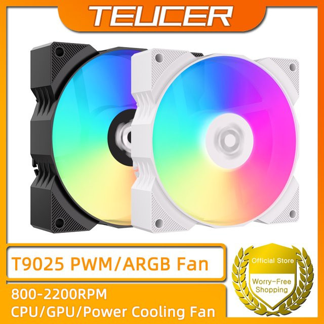 TEUCER T9025 RGB ARGB CPU-Lüfter in Schwarz mit PWM-Geschwindigkeitsregelung 800–2200 U/min für ITX-Gehäuse - Bild 1