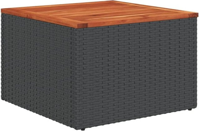 vidaXL Gartentisch aus PE-Rattan und Akazienholz in Schwarz und Braun, B/T/H: 55 x 55 x 37 cm - Bild 1