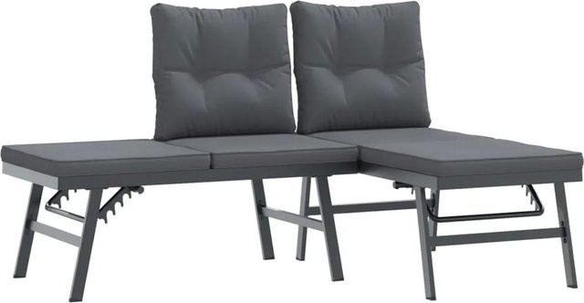 furnicato Gartenbänke Set aus pulverbeschichtetem Stahl mit Kissen in Schwarz, 2er Set - Bild 1