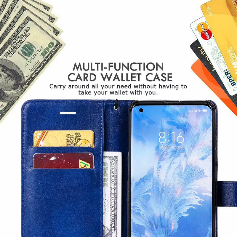 Leder-Wallet-Case für Google Pixel 3A, 4A, 5A, 5G mit Kartenfächern und Standfunktion in Rot oder Blau - Bild 3