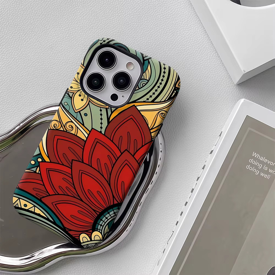 Handyhülle mit Blumenmotiv für Apple iPhone 11 bis iPhone 17 Pro Max Plus, doppelschichtige Rückseite, multicolour - Bild 5