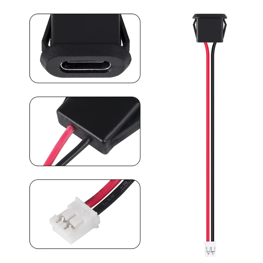 20 Stück AOKIN USB-C Pigtail-Kabel wasserdicht, 2-polige Verlängerungskabel mit USB-C-Stecker auf Lötdraht, Schwarz - Bild 2