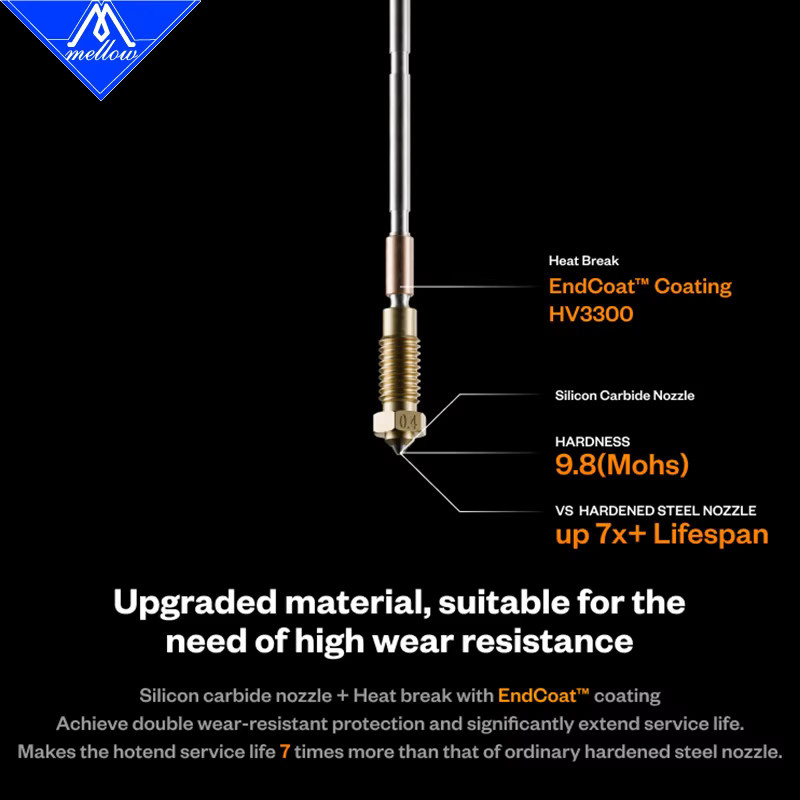 Mellow Phaetus Sic Nextruder Siliziumkarbid Düse für Prusa MK4, XL und MK3.9 in Silber - Bild 2