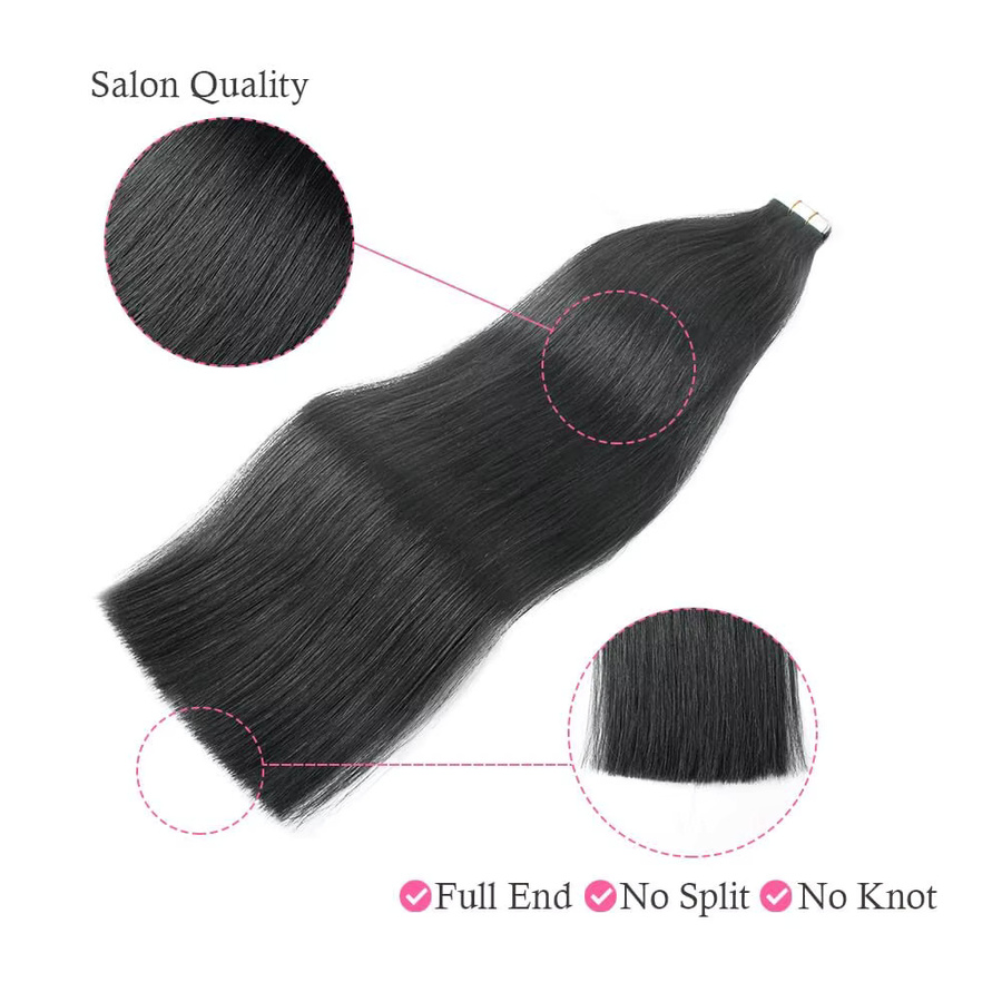 xbeauty Tape-In-Haarverlängerungen, 100 % Echthaar, glatt, Damen, 26 Zoll - Bild 4