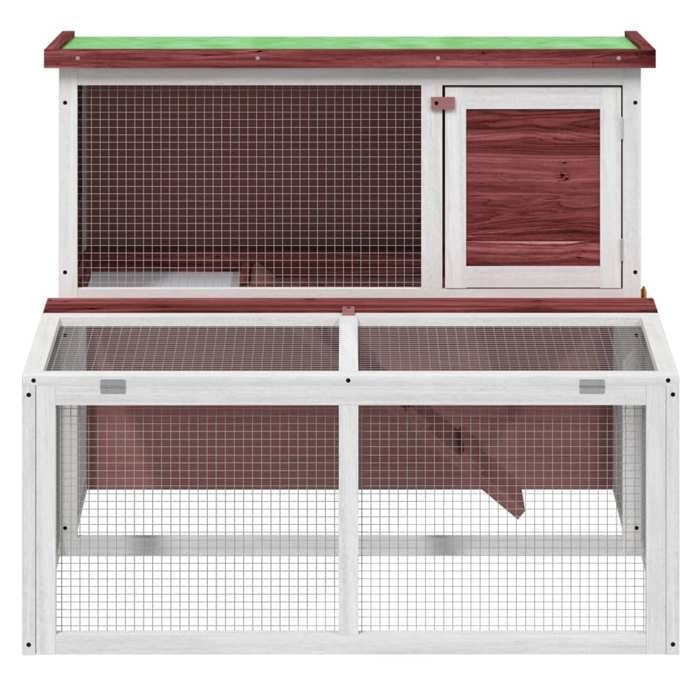 Maison Exclusive Kaninchenstall aus Kiefer Massivholz mit 2 Ebenen, Schutzhaus und Rampe, B/T/H: 102 x 90 x 84,5 cm - Bild 3