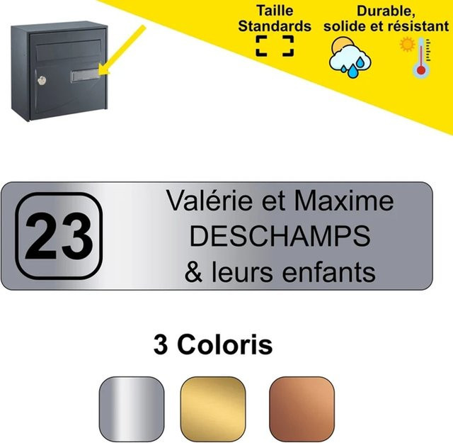 Personalisiertes Briefkastenschild aus Edelstahl von Stylisteel in Silber, B: 7 cm, H: 2 cm - Bild 1