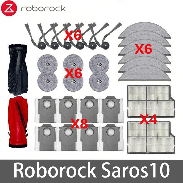 Roborock Saros 10 Zubehörset in Multicolour mit Hauptbürste, Seitenbürste, HEPA-Filter, Wischtuch und Staubbeutel für deinen Roboterstaubsauger - Bild 1