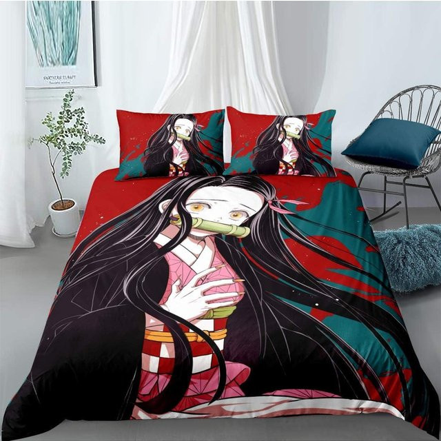 Anime Bettwäsche-Set Demon Slayer Muichiro Tokito mit 1 Bettbezug und 2 Kissenbezügen, Mikrofaser, Mehrfarbig, B/H: 260 x 240 cm - Bild 1
