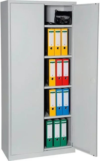 PROREGAL Flügeltürenschrank Badger mit 4 Fachböden in Grau Lackiert, H x B x T: 180 x 80 x 38 cm - Bild 1