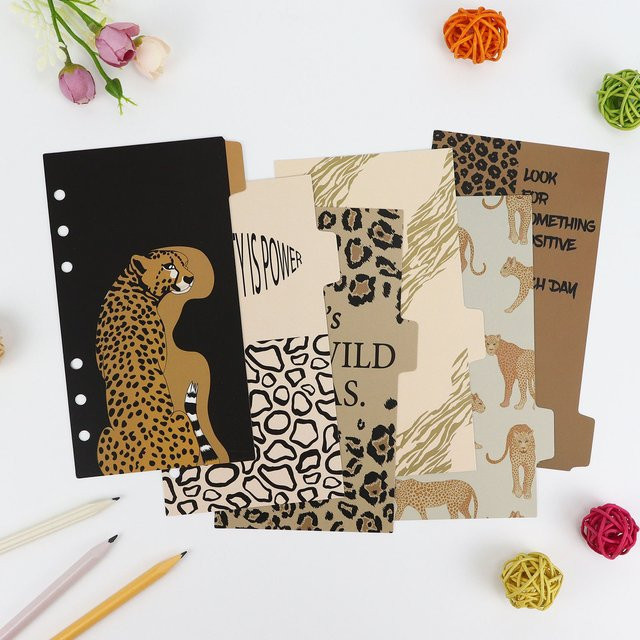 Coliky A6 Leopard Index-Separator aus Papier für Notebooks und Loseblattbücher, Mehrfarbig - Bild 1