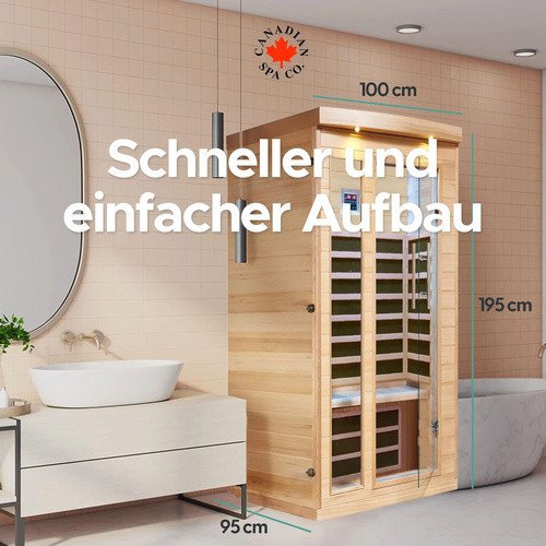 Canadian Spa Infrarotkabine Chilliwack für 1 Person mit Soundsystem und LED, braun, H x B x T: 191 x 102 x 97 cm - Bild 3