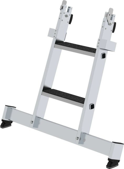 PROREGAL Stufen-Glasreinigerleiter mit Unterteil Traverse und Clip-Step R13, 2 Stufen, Silber - Bild 1