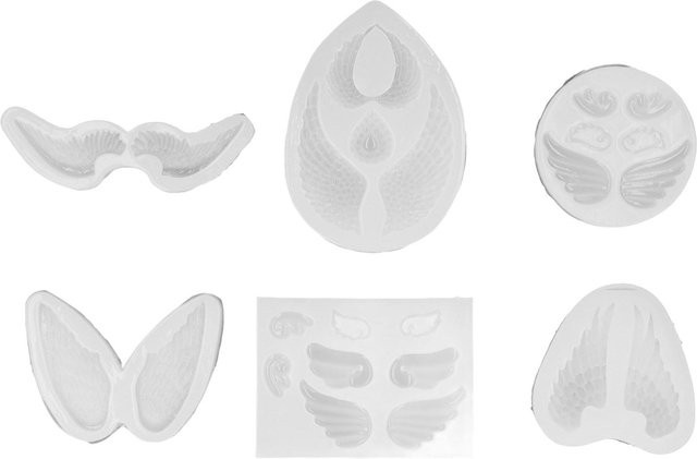Igeteck Silikonform Engelsflügel für DIY Basteln, 6 Stück, transparent/weiß, flexibel und wiederverwendbar - Bild 1
