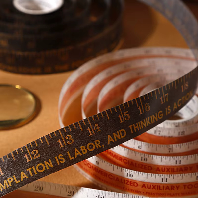 Mr.Paper Washi Tape Set Vintage Ruler Series mit 6 Rollen Retro-Messband für Scrapbooking und DIY - Bild 2