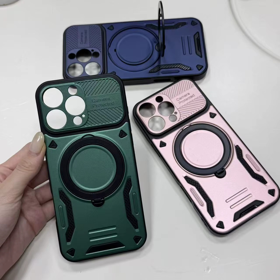 Rüstung stoßfeste Handyhülle mit rotierendem magnetischem Ring für Apple iPhone kompatibel mit MagSafe in Rot und Schwarz - Bild 3
