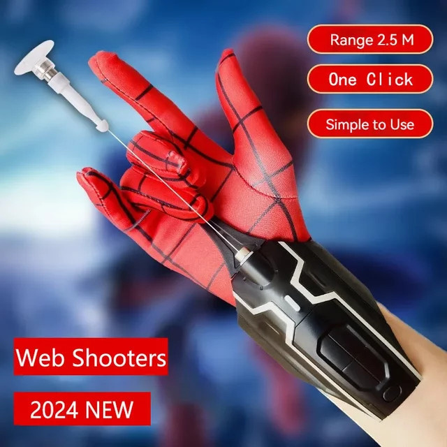 Bandai Spiderman Web Shooter Handgelenk Spinnennetz Launcher Handschuhe Zubehör, Blau - Bild 1