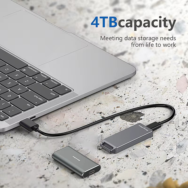 Blueendless Mini M.2 NVME Mobile SSD Externe Festplattenbox aus Voll-Aluminium mit USB-C, Grau, Format 2242 - Bild 4