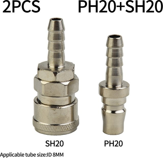 DAZZLEEX 2er Set Pneumatische Schnellkupplung Anschluss Koppler für 8mm Kompressor EU Euro Typ in Silber - Bild 1